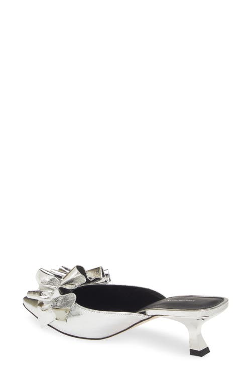 Kaanas Bella Ruffle Kitten Heel Mule In Silver