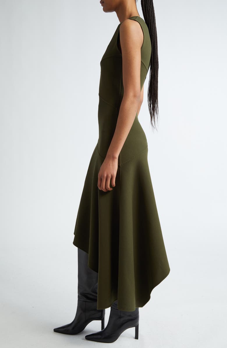 Michael Kors Collection Fitted Sleeveless Asymmetric Wool Knit Midi Dress, Alternate, color,