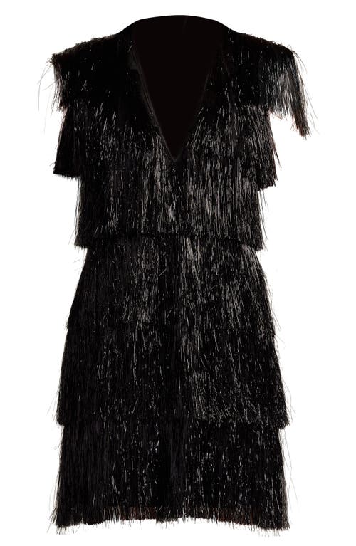 Sho By Tadashi Shoji Sleeveless Fringe Minidress In Black