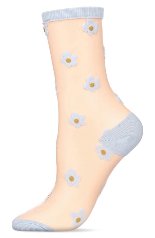 MEMOI MEMOI DAISIES SHEER CREW SOCKS