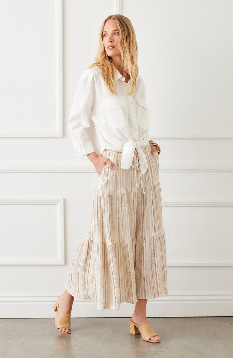 Karen Kane Stripe Textured Midi Skirt, Alternate, color, 