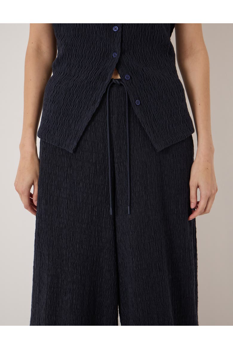 Aria Textured Jersey Wide Leg Pants, Alternate, color, Midnight Navy
