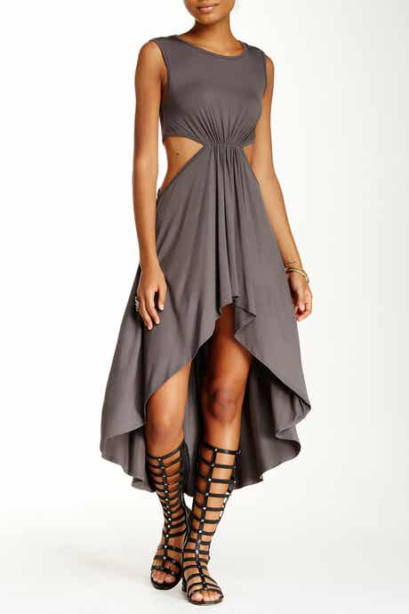 GO COUTURE Side Cutout High/Low Dress
