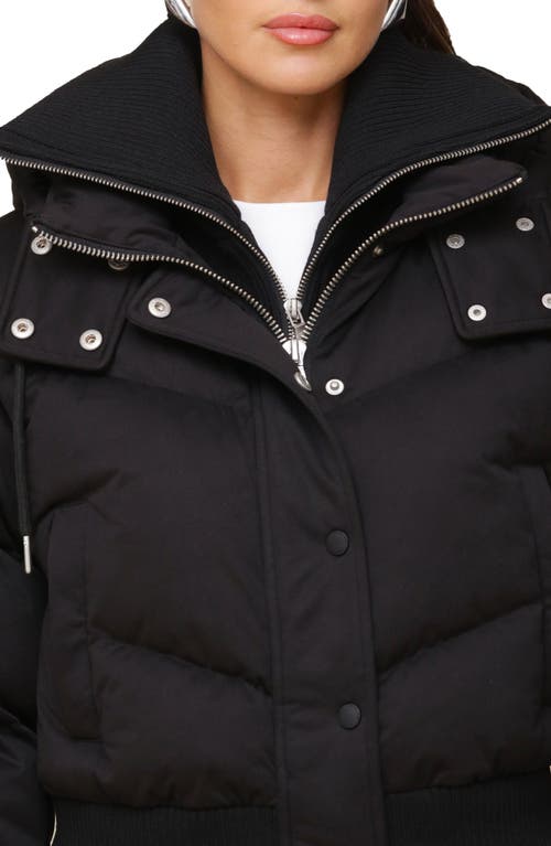 Avec Les Filles Thermalpuff™ Crop Puffer Jacket With Rib Bib In Black