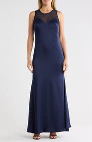 DKNY Rhinestone Mesh Sleeveless Gown