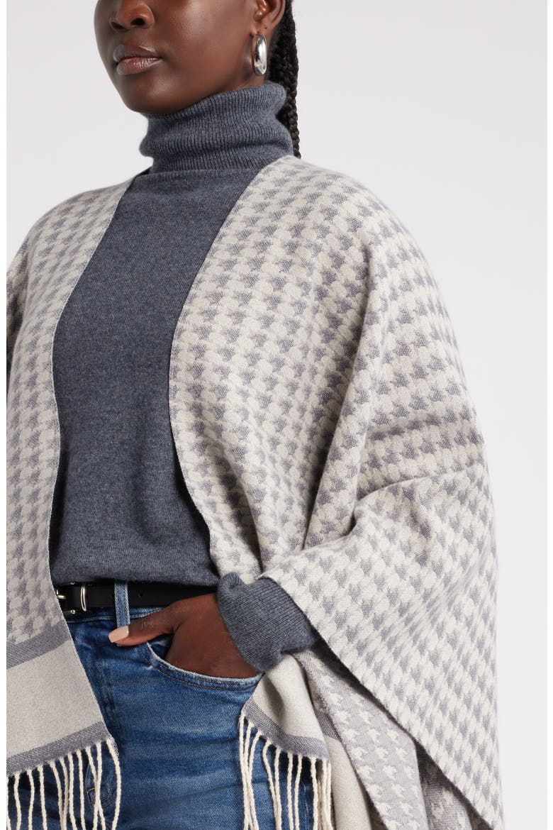Houndstooth Ruana, Alternate, color, GREY FOLKSTONE COMBO