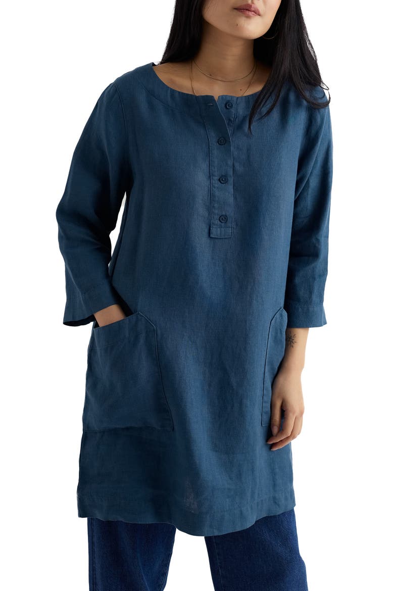 Harbour Wall Linen Tunic, Main, color, DUSK