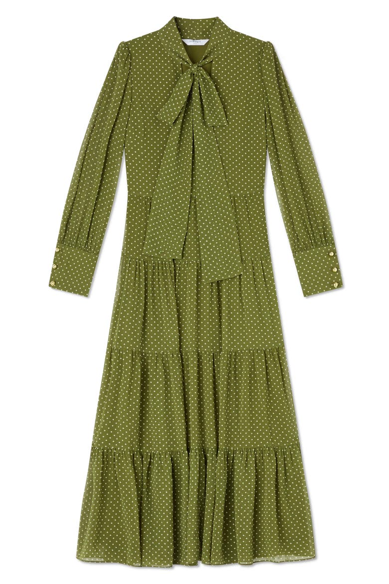 Polly Swiss Dot Long Sleeve Tiered Dress, Alternate, color, GREEN MULTI