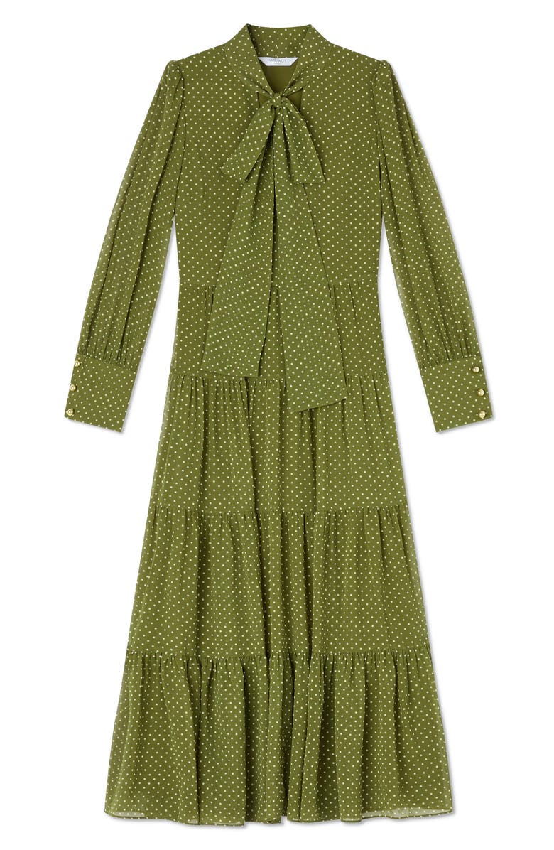 LK Bennett Polly Swiss Dot Long Sleeve Tiered Dress, Alternate, color, 