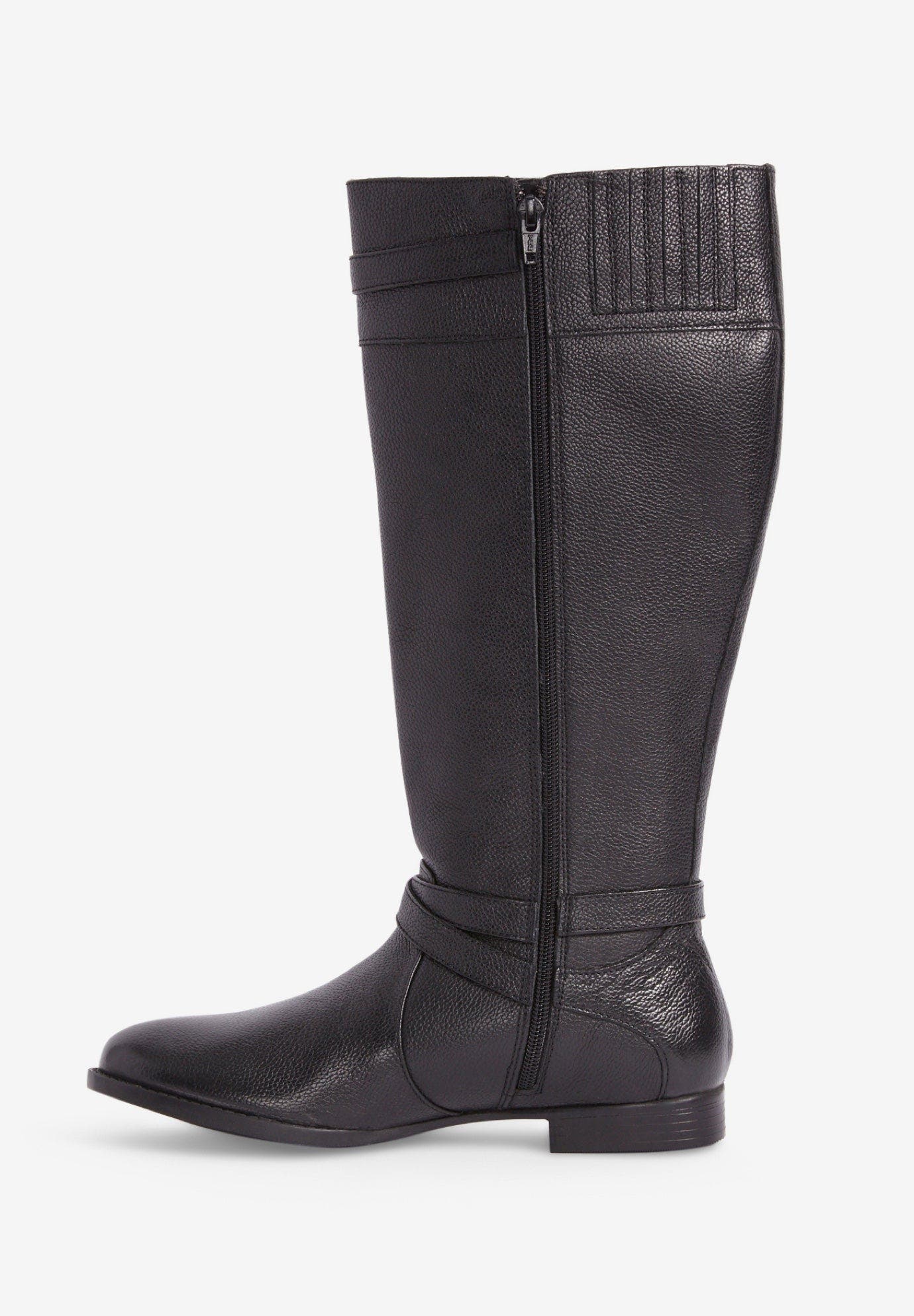 Comfortview The Janis Tall Wide Calf Leather Boot, Alternate, color, Black