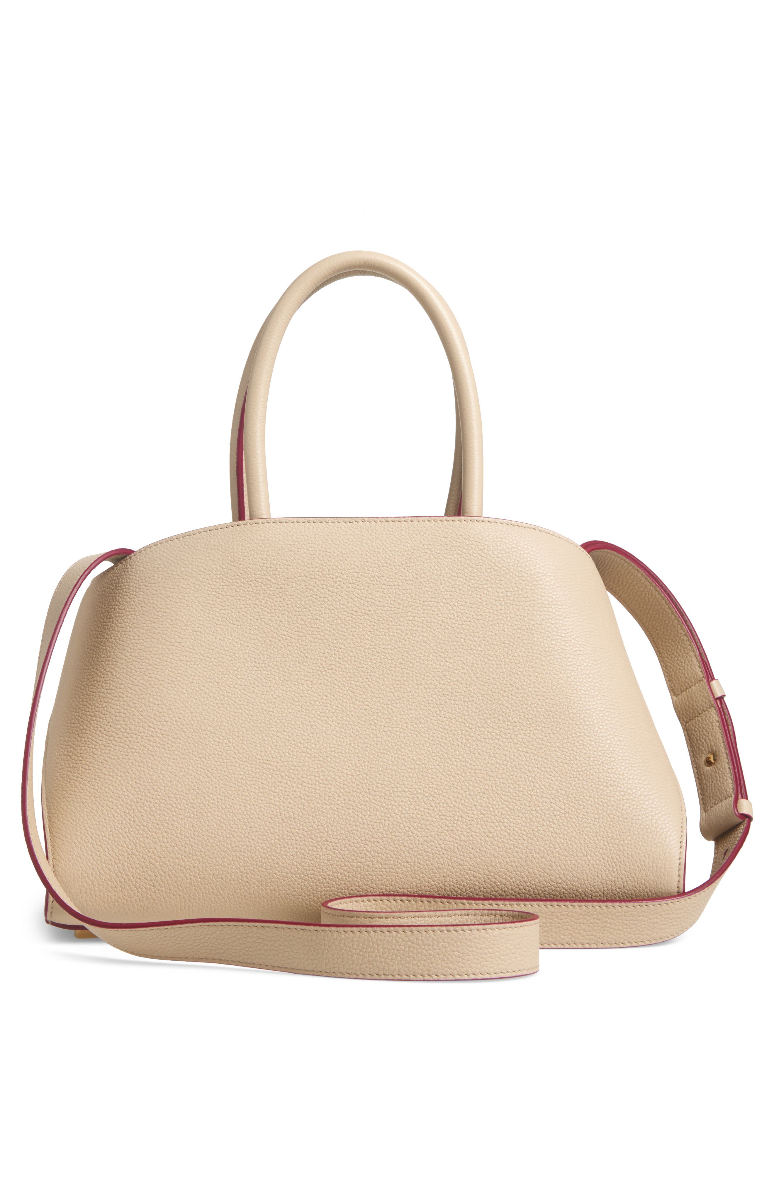 FERRAGAMO Small Hug Leather Top Handle Bag, Alternate, color, Stone