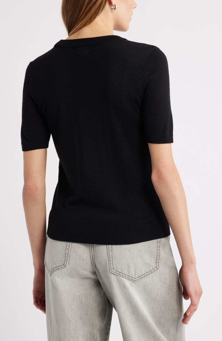 Caslon<sup>®</sup> Short Sleeve Wool Blend Sweater Top, Alternate, color, Black