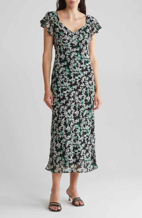 Floral Print V-Neck Maxi Dress