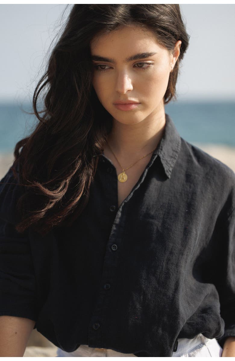 VIR VITA Cecile Oversized Linen Shirt, Alternate, color, Black