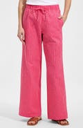 Lands' End Seersucker High Rise Drawstring Wide Leg Pants
