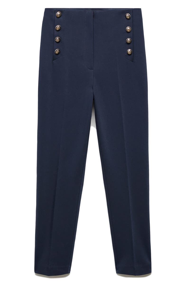 MANGO Cotton Blend Crop Sailor Pants, Alternate, color, Dark Navy