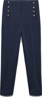 MANGO Cotton Blend Crop Sailor Pants