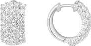 EFFY Sterling Silver Pavé Cubic Zirconia Huggie Hoop Earrings
