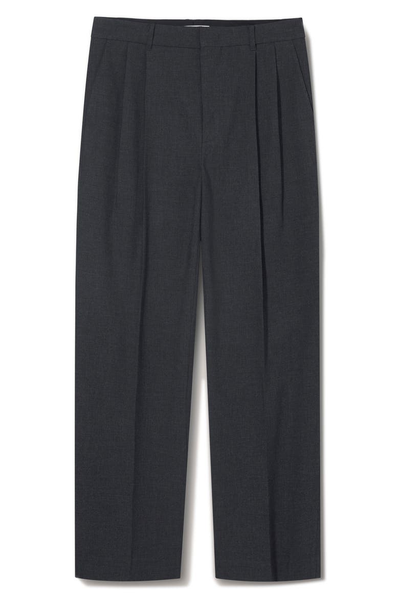 Double Pleated Wide Leg Slacks, Main, color, CHARCOAL GREY