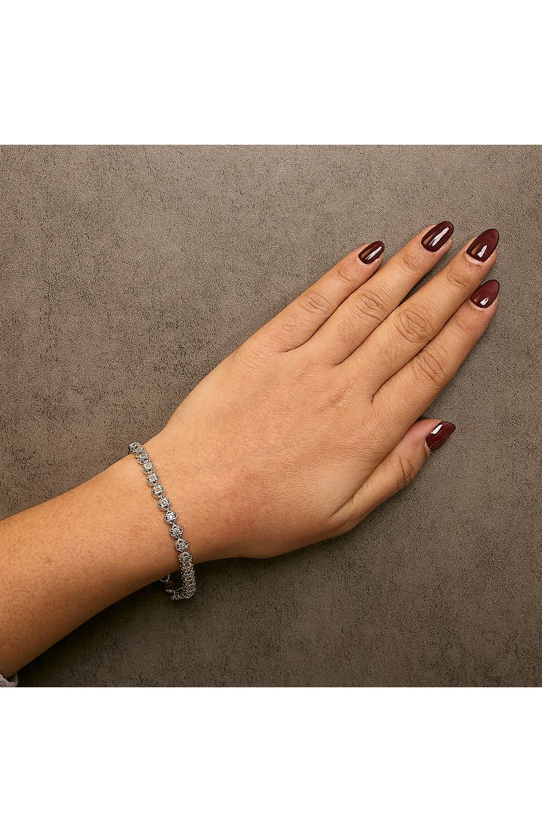 Haus of Brilliance Silver 1.0 Cttw Diamond Open Quatrefoil Flower Circle-Link Tennis Bracelet, Alternate, color, White