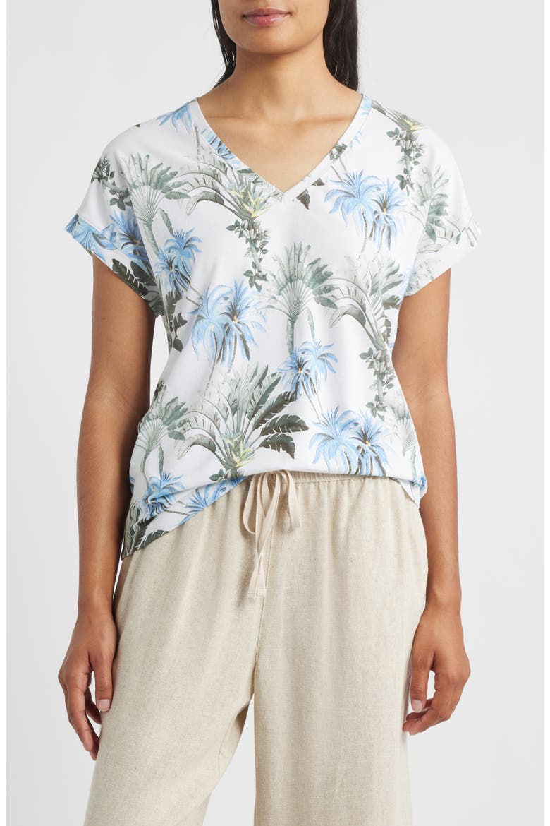 Kauai Palisade Palms V-Neck T-Shirt, Main, color, WHITE