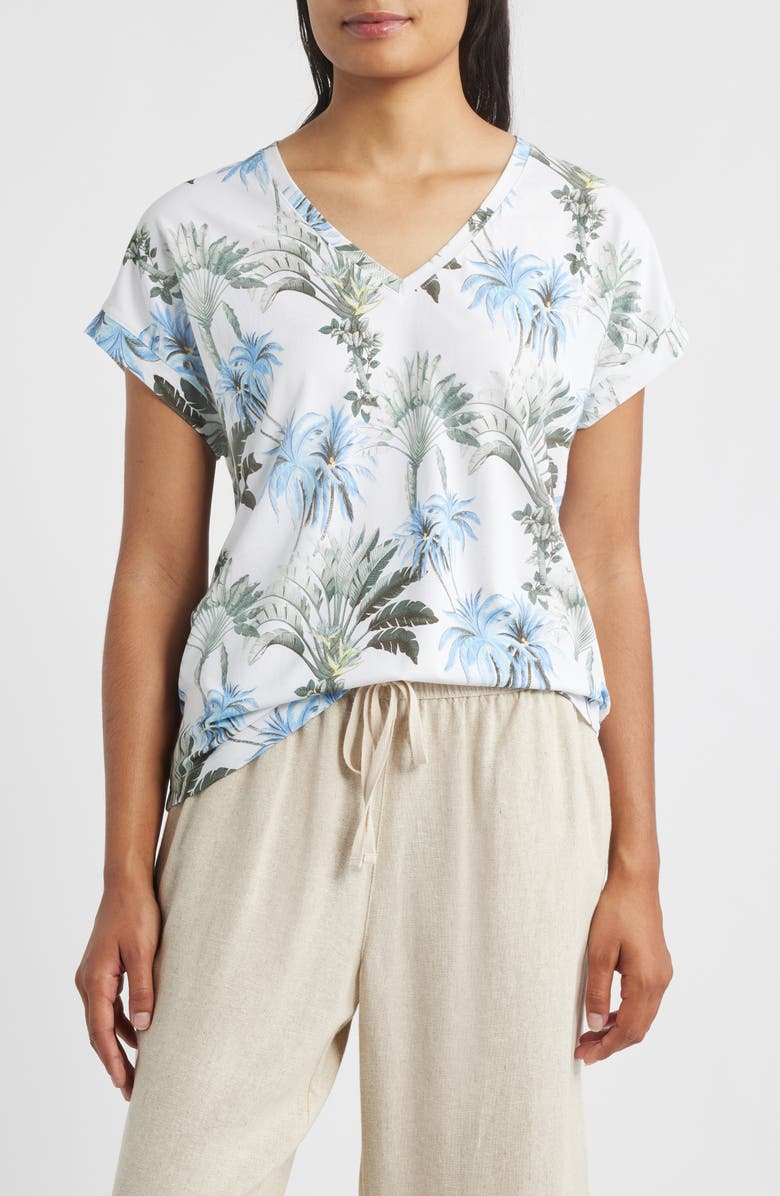 Tommy Bahama Kauai Palisade Palms V-Neck T-Shirt, Main, color, White