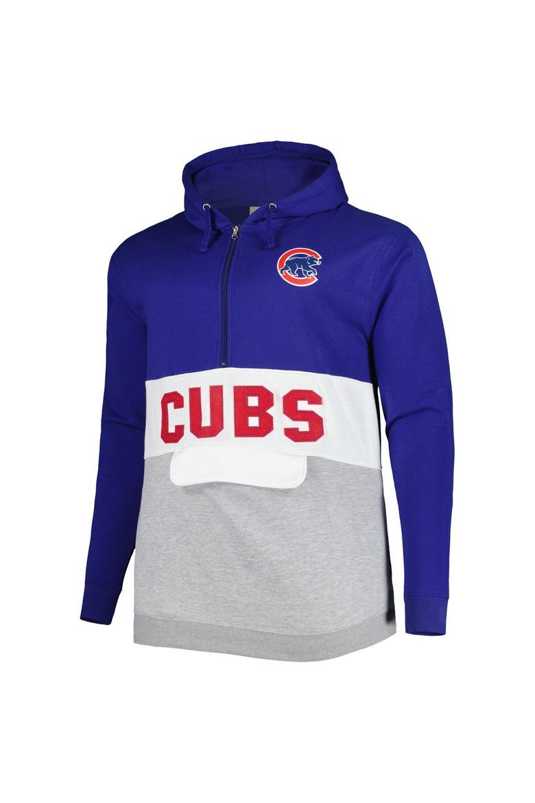 Men's Royal/White Chicago Cubs Big & Tall Fleece Half-Zip Hoodie, Alternate, color, Royal