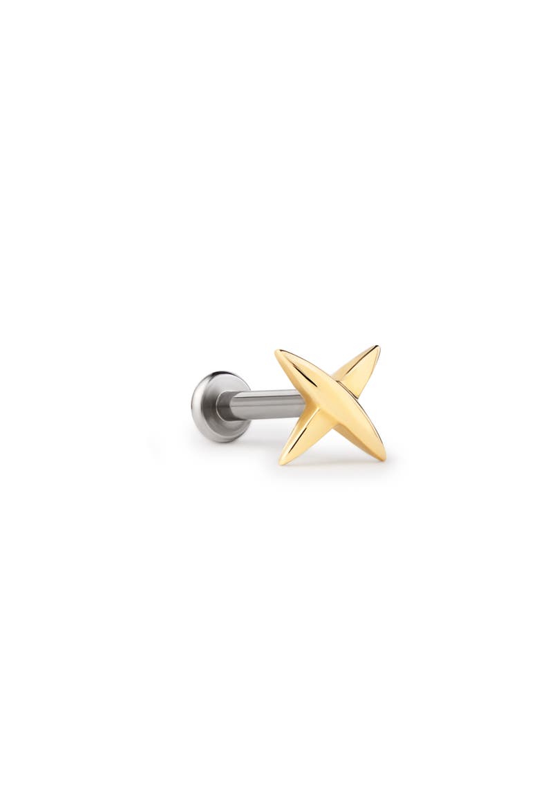 Solid Yellow Gold - X Flatback Single Stud, Main, color, Gold