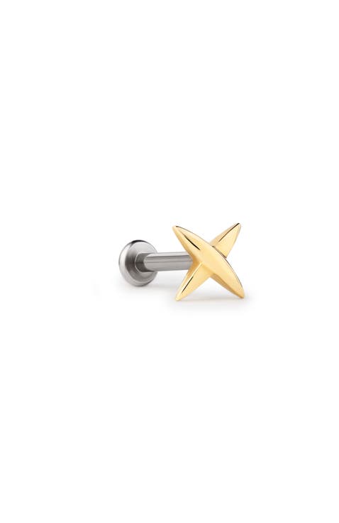 Solid Yellow Gold - X Flatback Single Stud