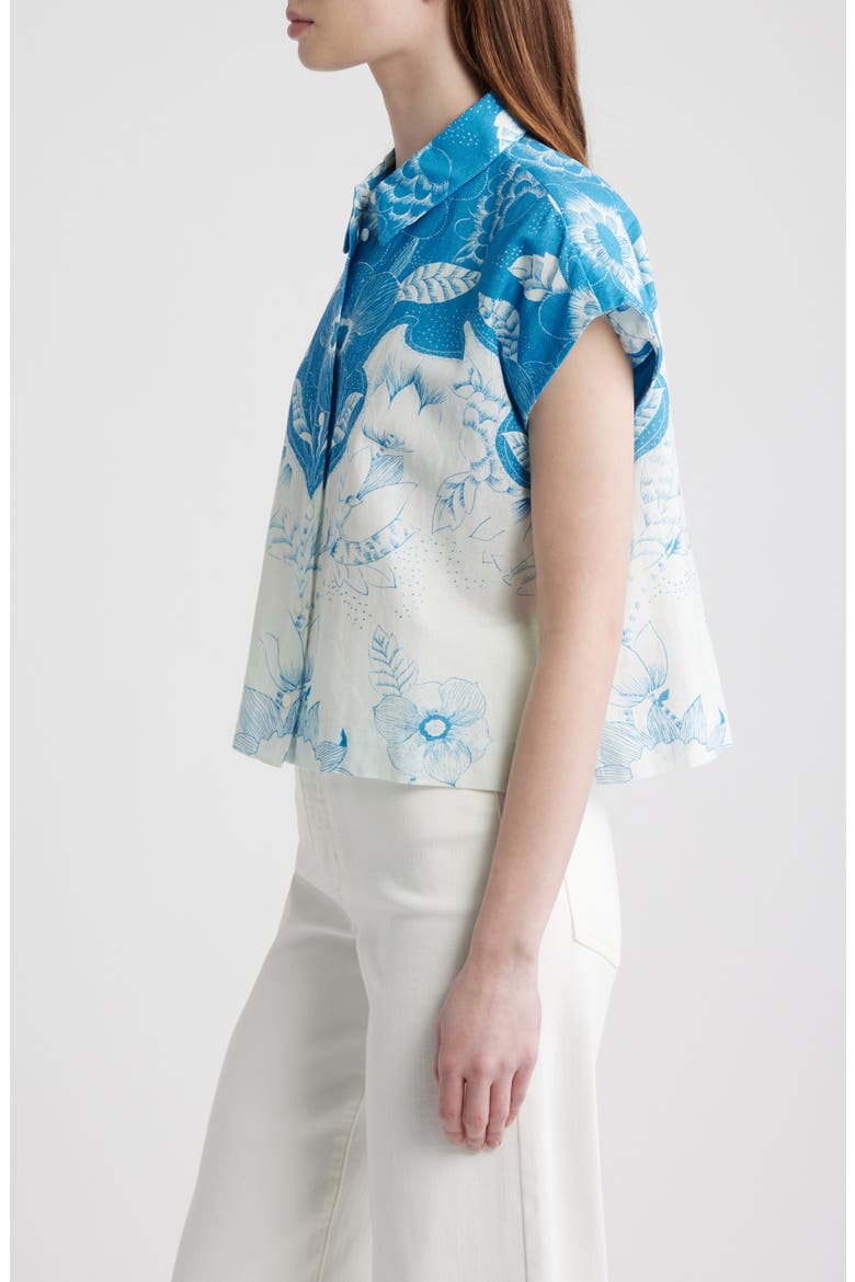 Simone Cotton & Linen Button-Up Shirt, Alternate, color, CELESTIA PRINT