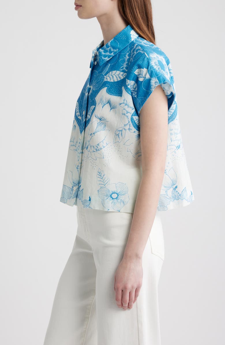 Cleobella Simone Cotton & Linen Button-Up Shirt, Alternate, color, Celestia Print
