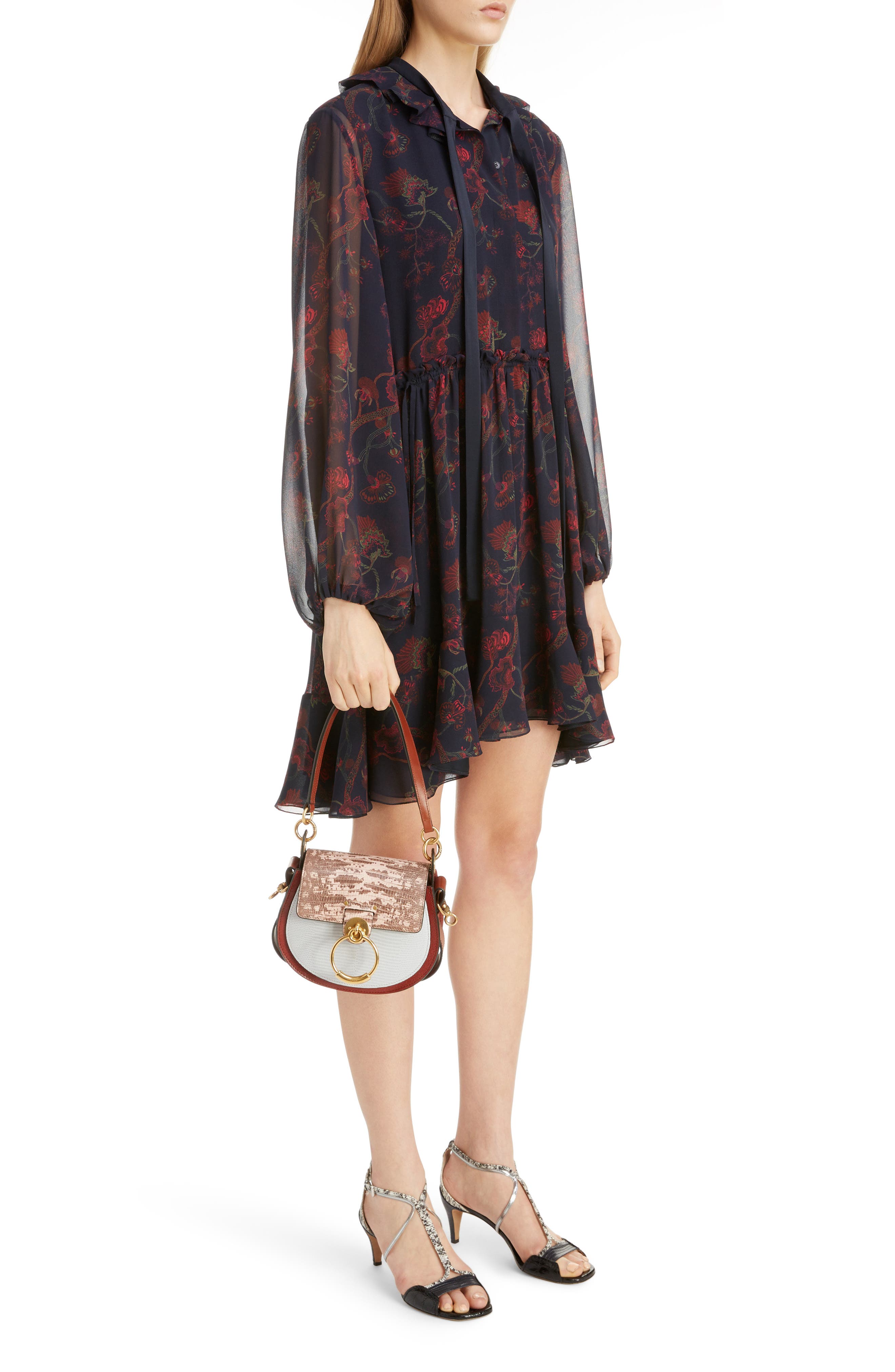 Chloé Small Tess Tricolor Embossed Leather Shoulder Bag, Alternate, color, 