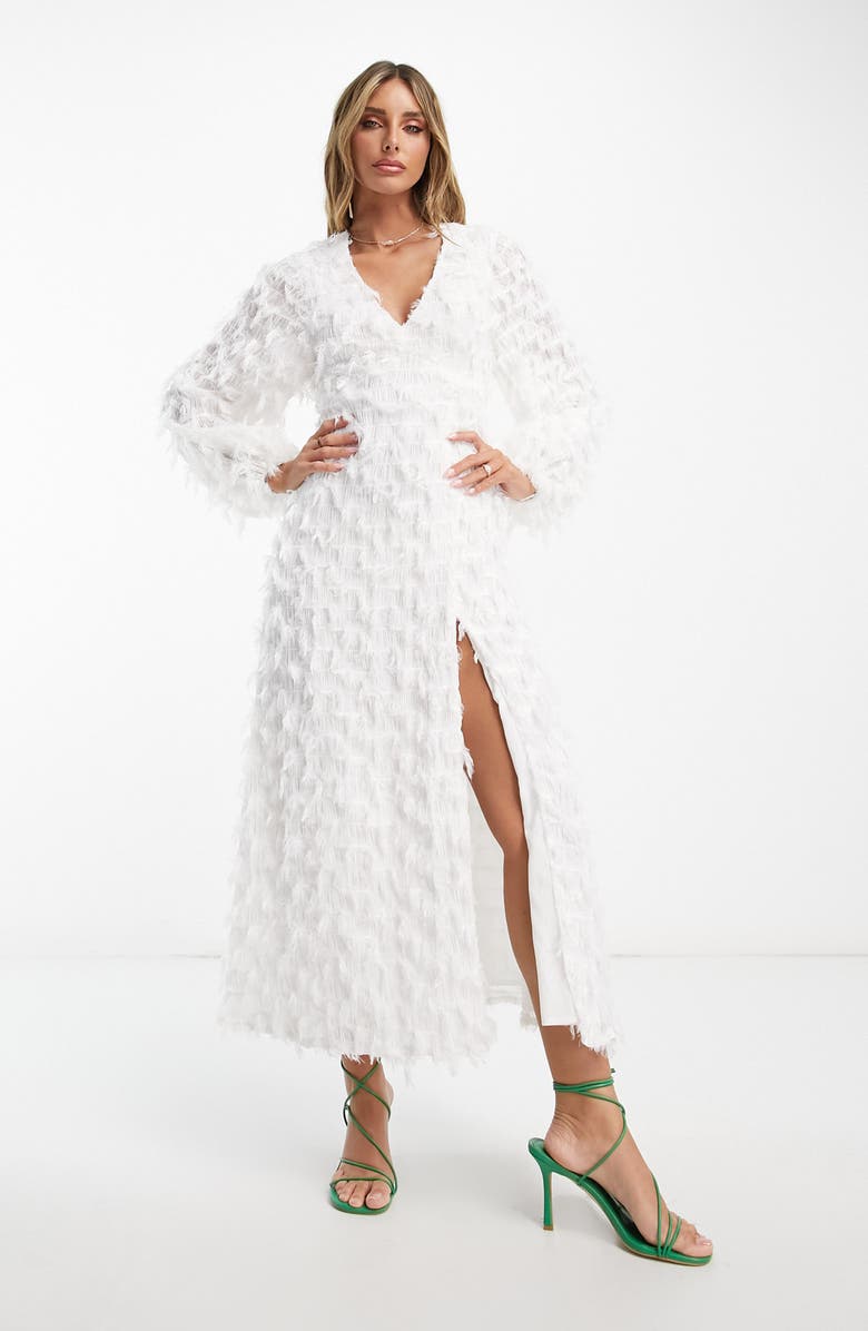 ASOS DESIGN Fluffy Long Sleeve Midi Dress, Main, color, 