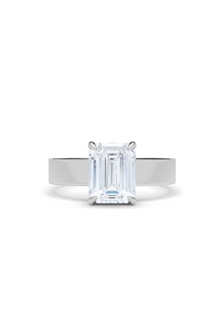 Emerald Cut Cigar Lab Created Diamond Ring, Alternate, color, 4.00CTW 18K WHITE GOLD