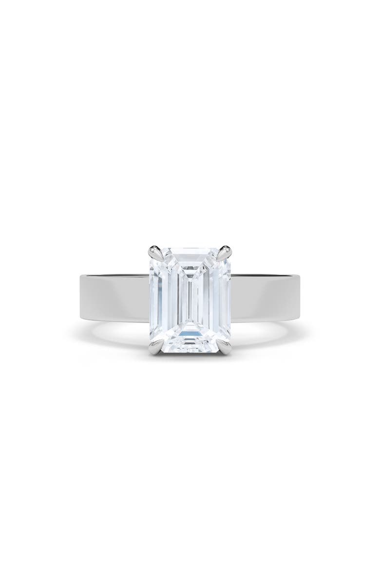 HauteCarat Emerald Cut Cigar Lab Created Diamond Ring, Alternate, color, 2.00Ctw 18K White Gold