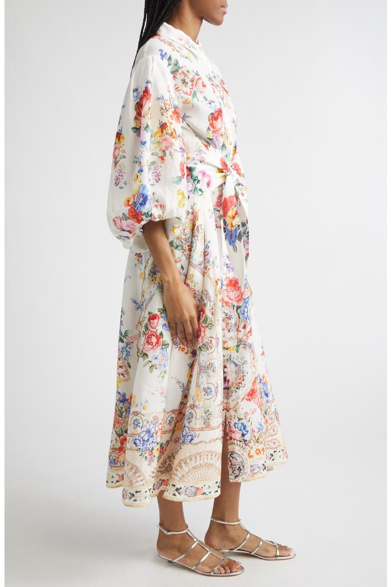I Left My Heart in Granada Print Tie Waist Linen Shirtdress, Alternate, color, I LEFT MY HEART IN GRANADA
