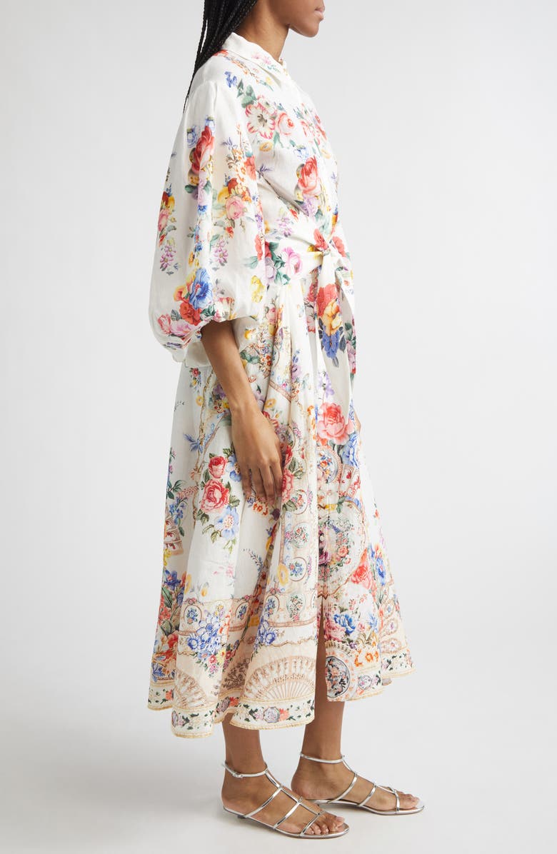 Camilla I Left My Heart in Granada Print Tie Waist Linen Shirtdress, Alternate, color, I Left My Heart In Granada