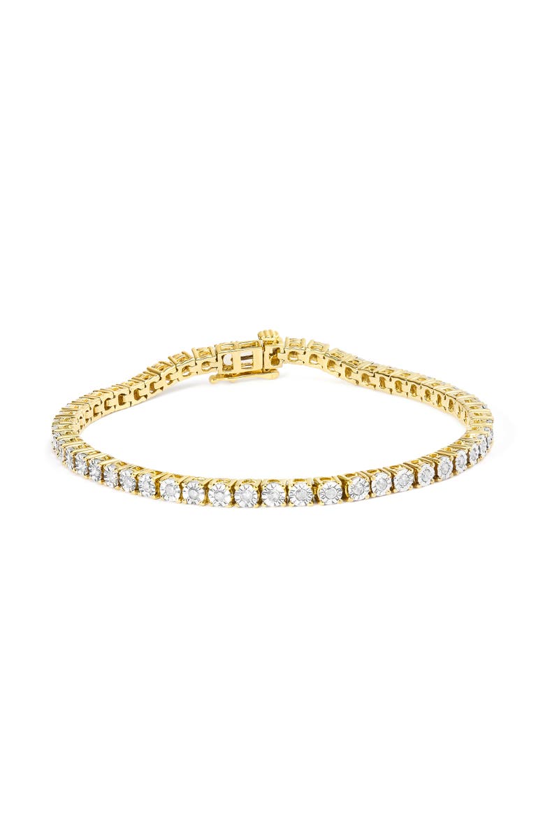 Haus of Brilliance Silver 1.0 Cttw Rustic Diamond Tennis Bracelet, Main, color, Yellow Gold Over Silver