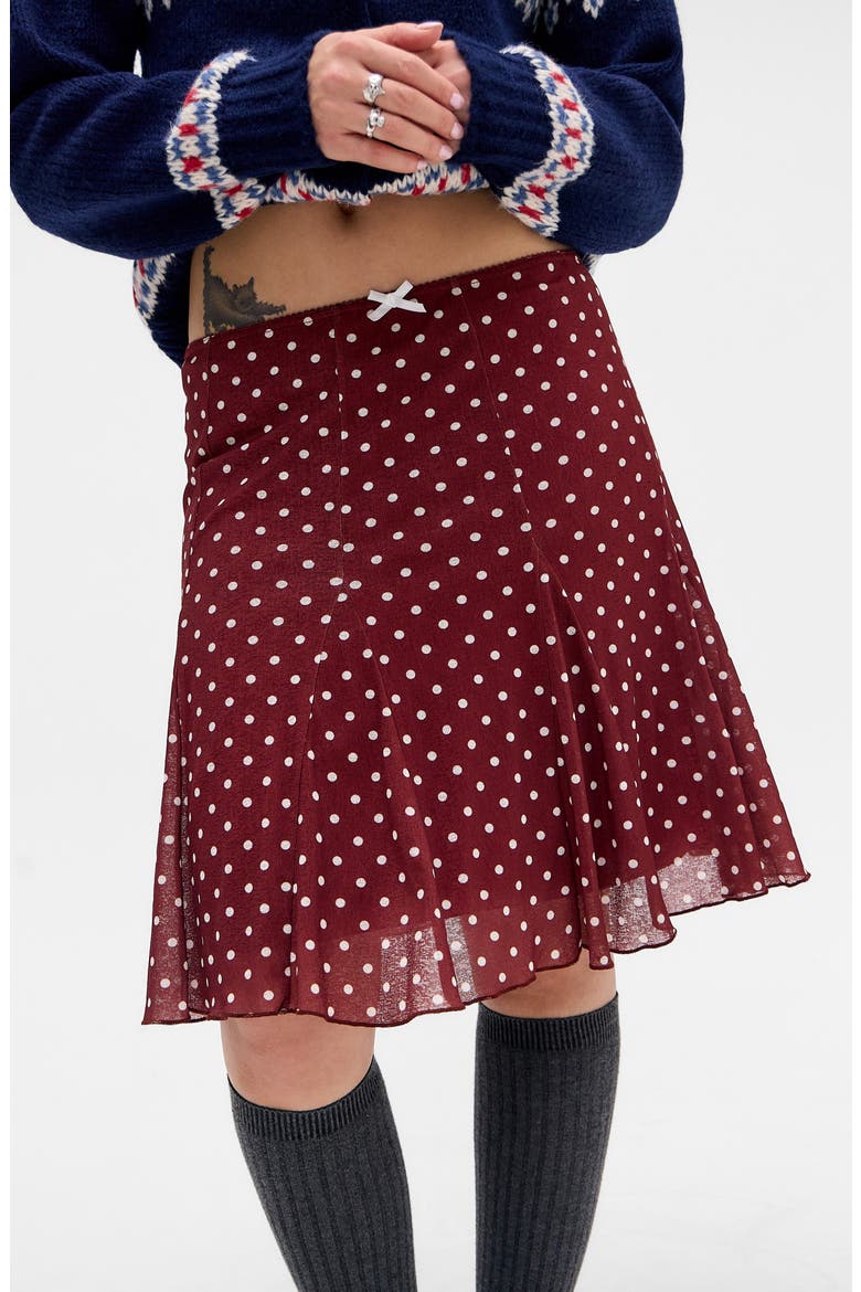 Joni Polka Dot Skirt, Alternate, color, BURGUNDY SPOT