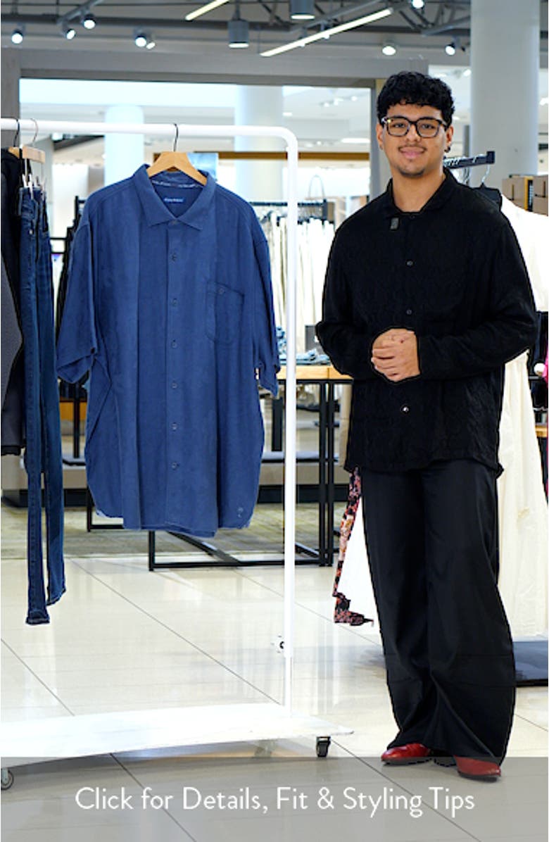Breeze Island Short Sleeve Cotton Jacquard Button-Up Shirt, sales video thumbnail