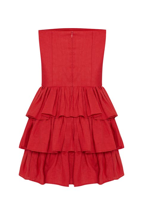 Mila Linen Strapless Mini Dress