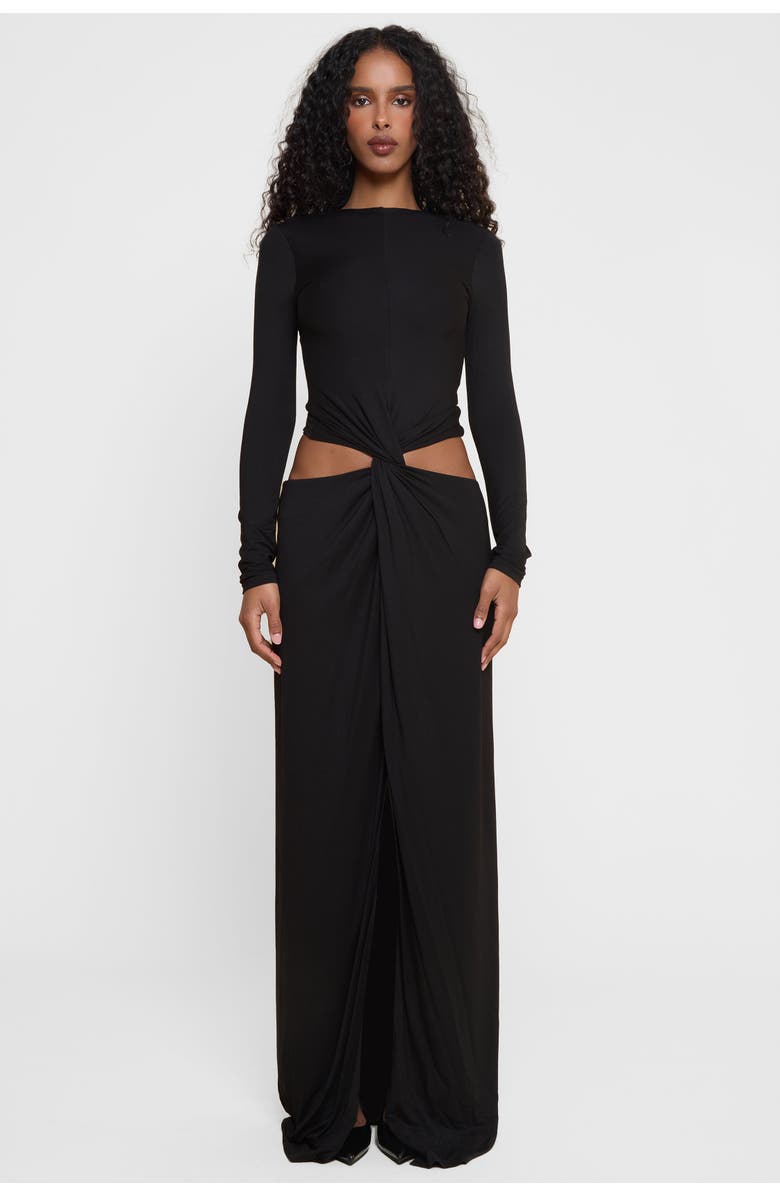 LEAU Vacanza Drape Gown, Main, color, Black
