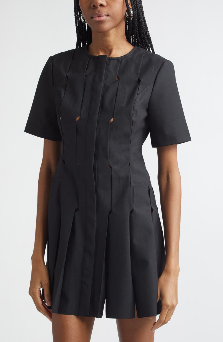 Coperni Technical Tailored Origami Wool Blend Dress, Alternate, color, Black