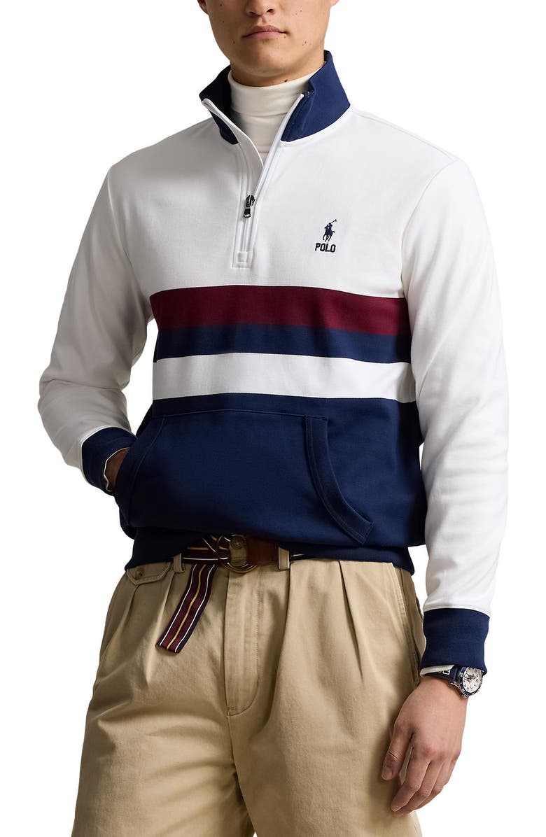 Polo Ralph Lauren Colorblock Quarter Zip Top, Main, color, 