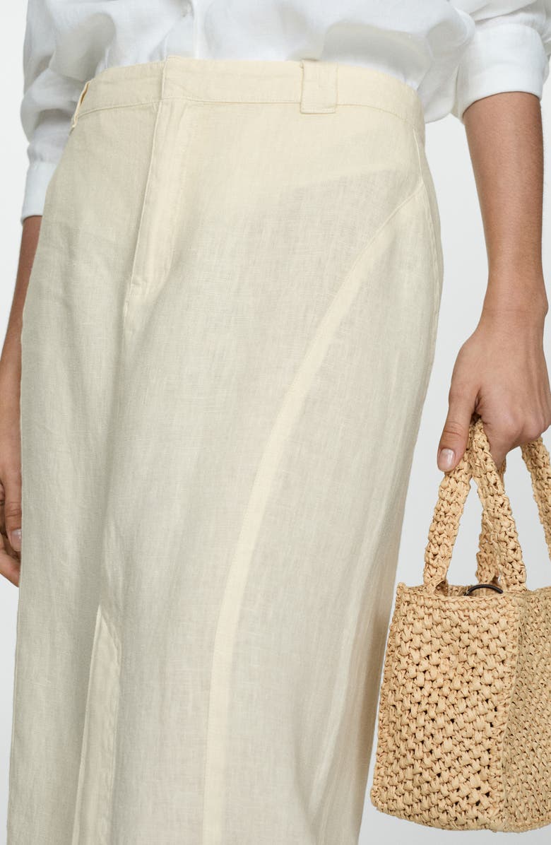 MANGO Front Slit Linen Skirt, Alternate, color, 
