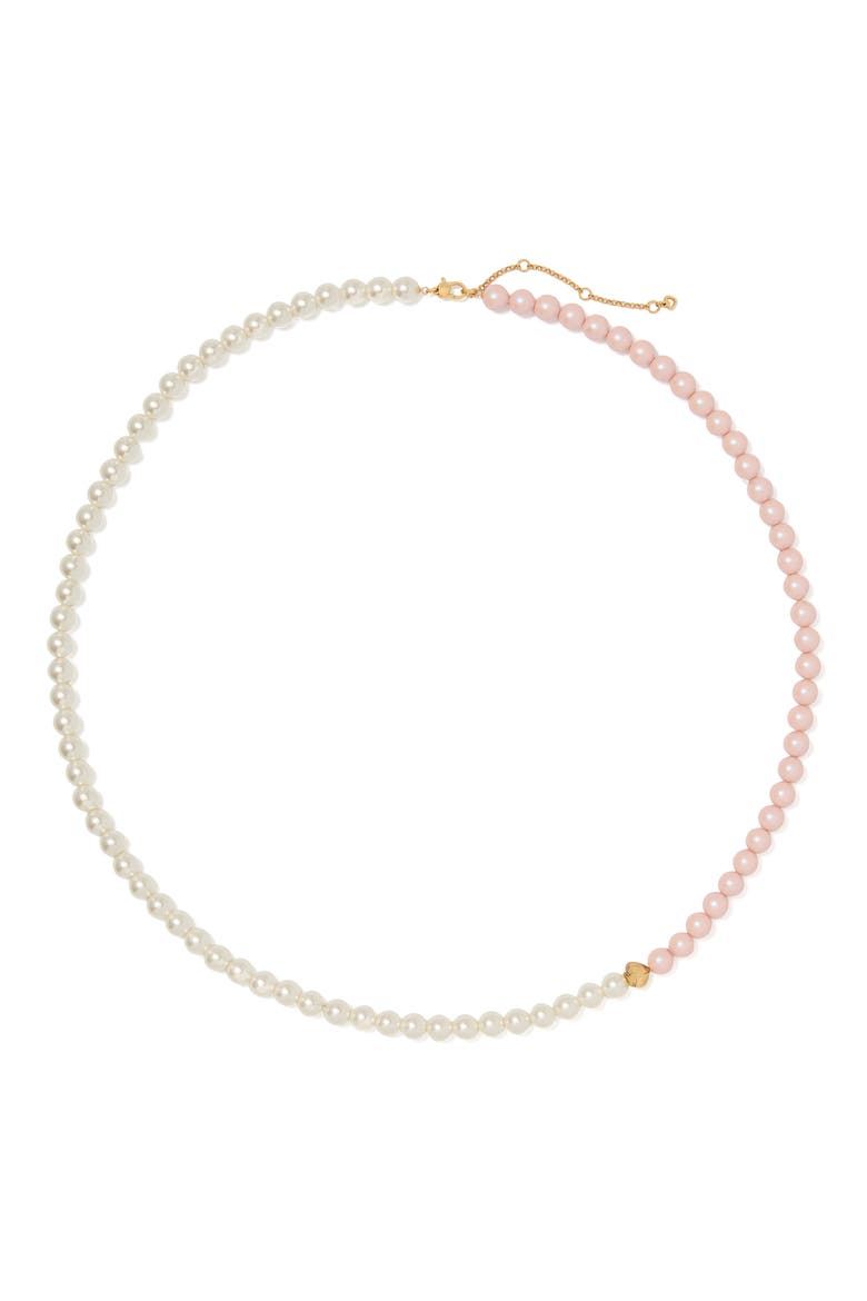 pearlie faux pearl necklace, Main, color, LIGHT. PINK MULTI