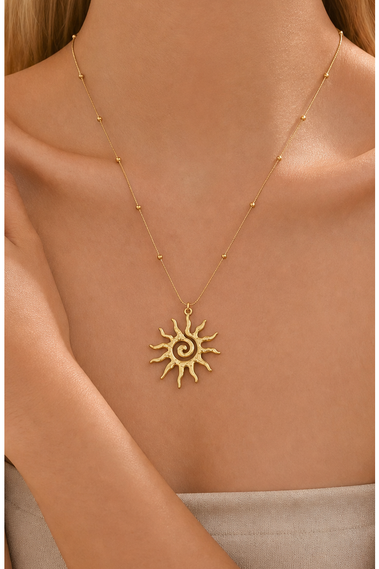 Vortex Sun Pendant Necklace, Alternate, color, Gold