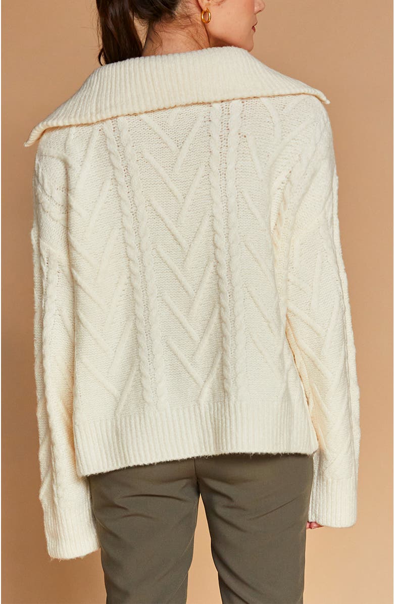 CRESCENT Front Zip Chunky Cable Knit Sweater, Alternate, color,