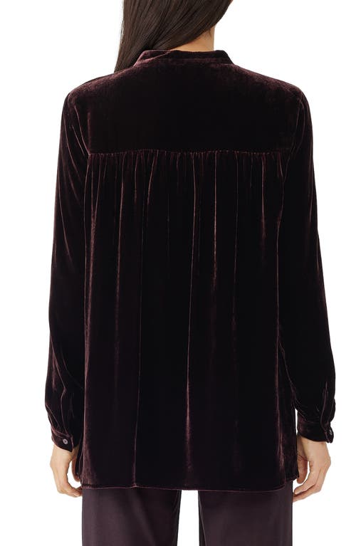 Eileen Fisher Long Sleeve Velvet Button-up Shirt In Cassis