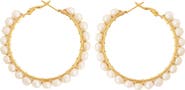 Panacea Freshwater Pearl Embellished Hoop Earrings